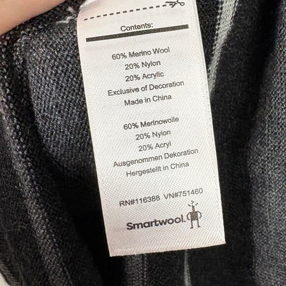 Smartwool V Neck Striped Merino Wool Blend V Neck Ski Snow Sweater Medium - Picture 3 of 4